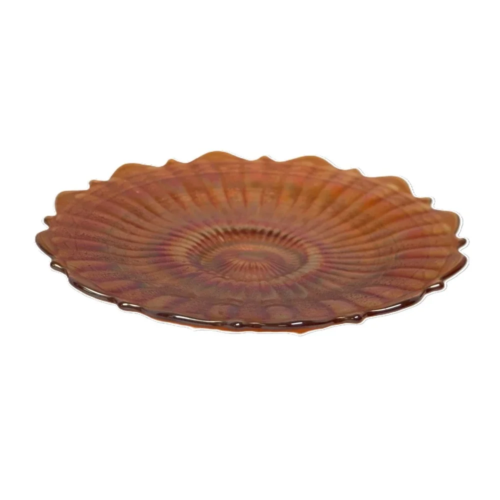 Fenton‎ Stippled Rays with Scale Band Marigold Carnival Glass Plate Antique 7
